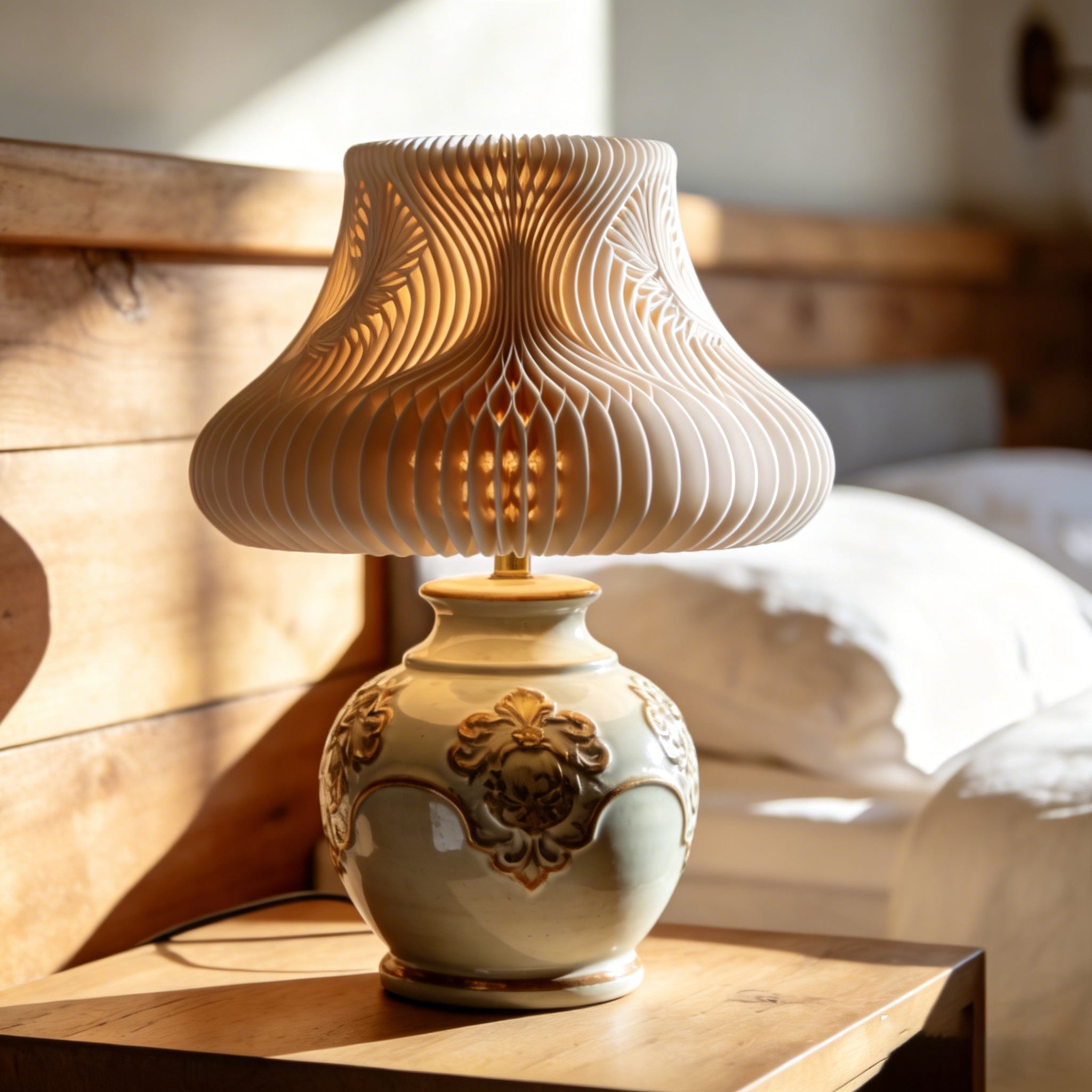Wooden Base × 3D Printed Shade: A Lamp Merging Nature and Modernity