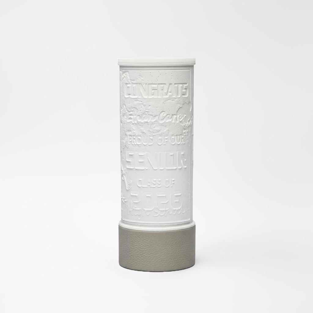 12" Personalized Modern 3D Printed Cylinder Graduation Table Lamp