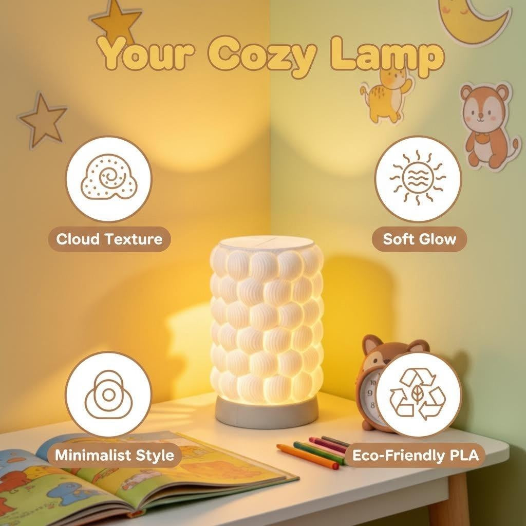 10" Minimalist White Cylindrical Bubble Texture Table Lamp