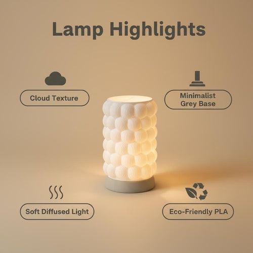 10" Minimalist White Cylindrical Bubble Texture Table Lamp