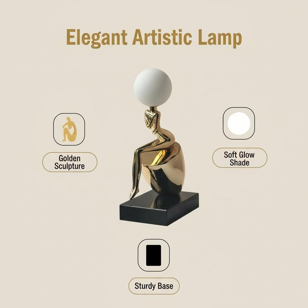POP-02 | Golden Abstract Figure Lamp (Art Deco Style)