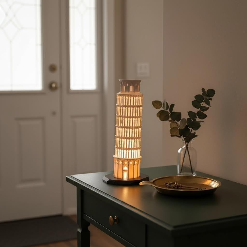 10" Modern 3D Printed Leaning Tower of Pisa Architectural Decor