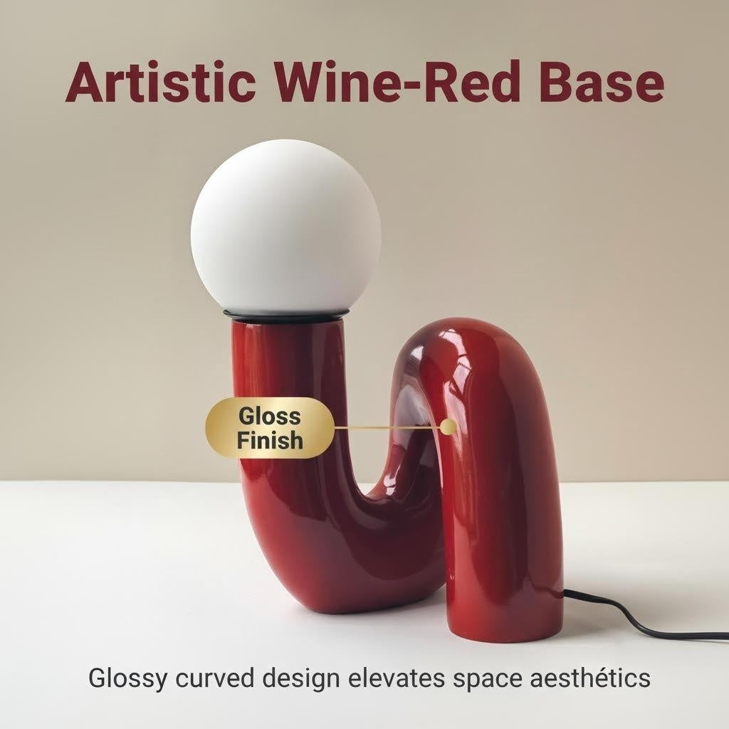 POP-01 | High-Gloss Red Serpentine Lamp (Ceramic Finish)