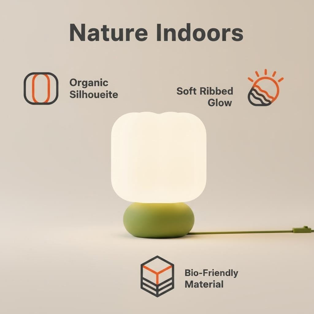 FOREST-02 | Ribbed Pumpkin Lamp (Sage Green)