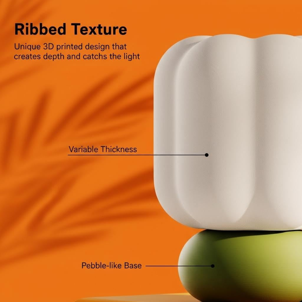 FOREST-02 | Ribbed Pumpkin Lamp (Sage Green)