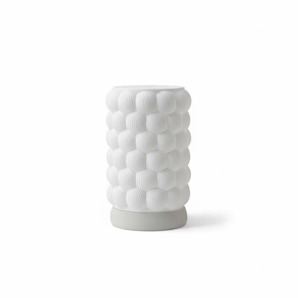 10" Minimalist White Cylindrical Bubble Texture Table Lamp