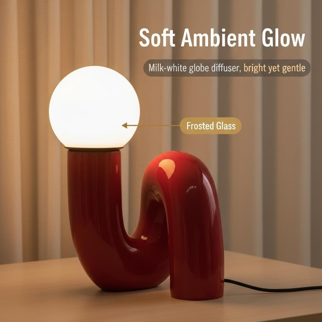 POP-01 | High-Gloss Red Serpentine Lamp (Ceramic Finish)