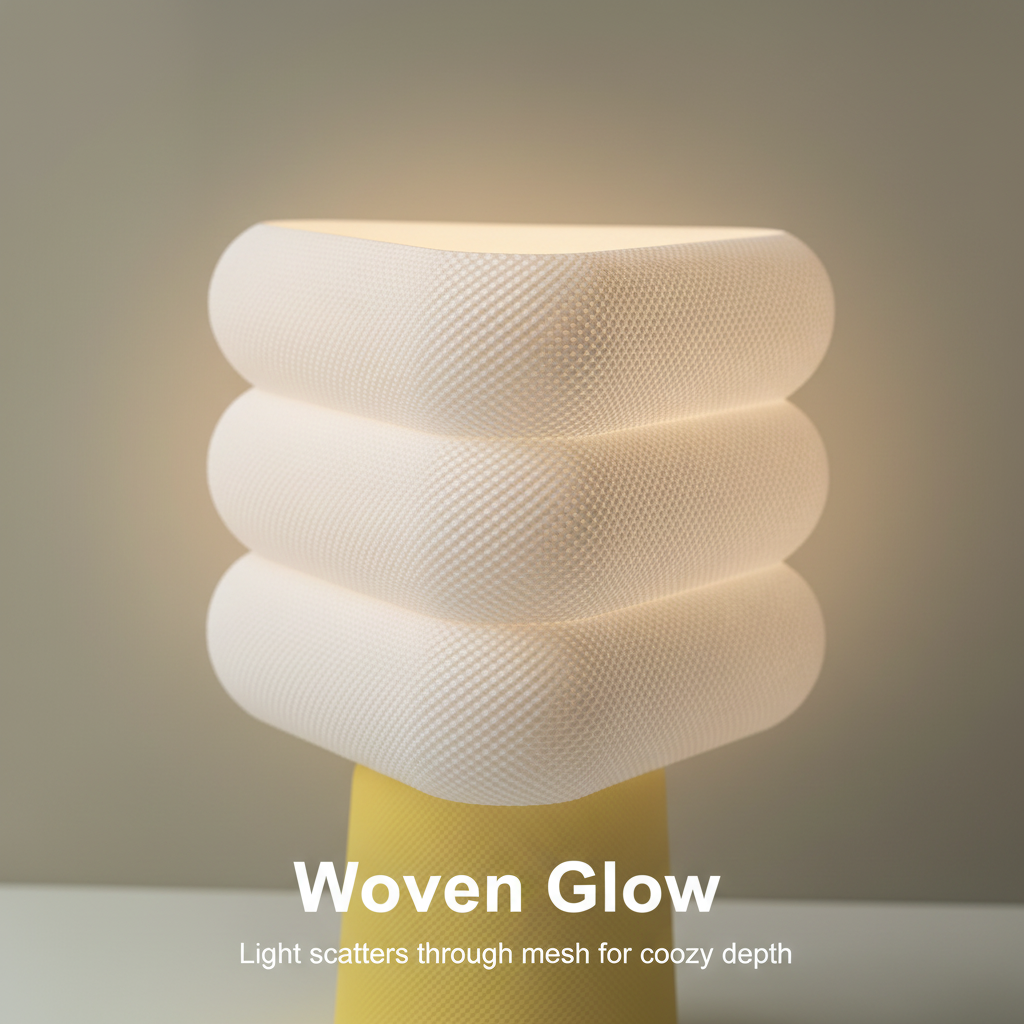 CLOUD-02 | Woven Mesh Texture Lamp (Lemon Yellow)