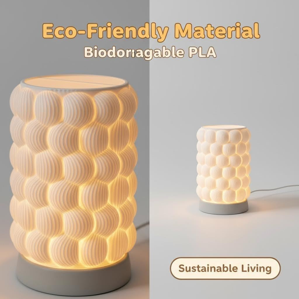 10" Minimalist White Cylindrical Bubble Texture Table Lamp