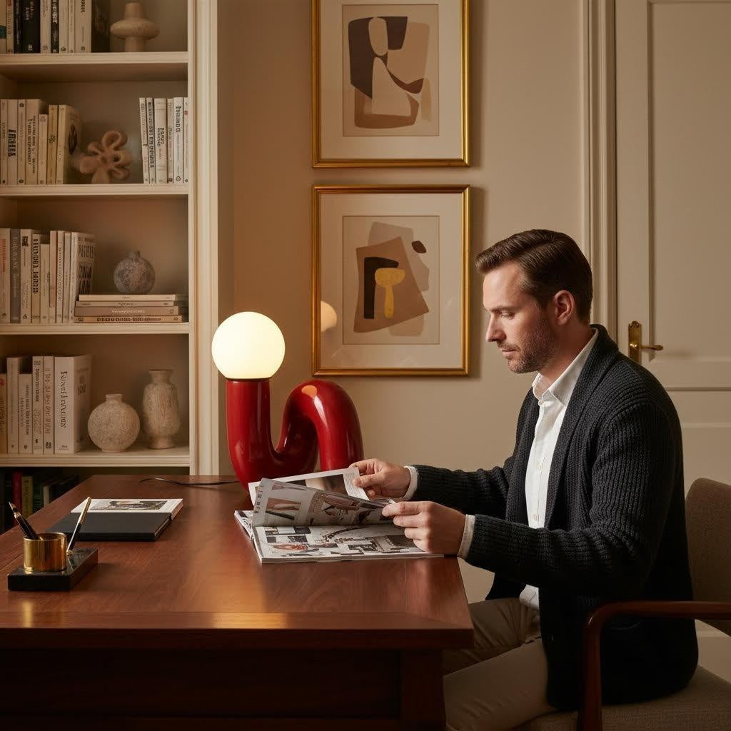 POP-01 | High-Gloss Red Serpentine Lamp (Ceramic Finish)