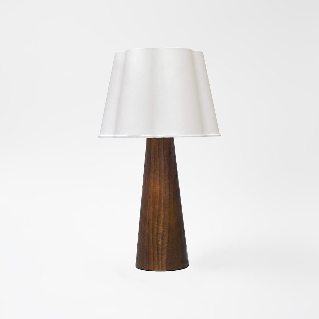 19" Minimalist Tapered Wood 3D Printed Scalloped Lamp