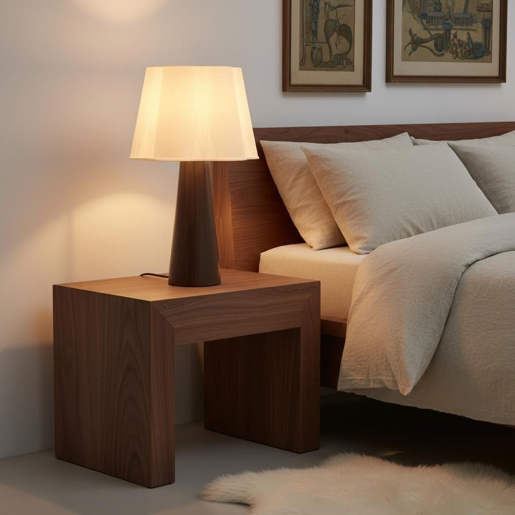 19" Minimalist Tapered Wood 3D Printed Scalloped Lamp